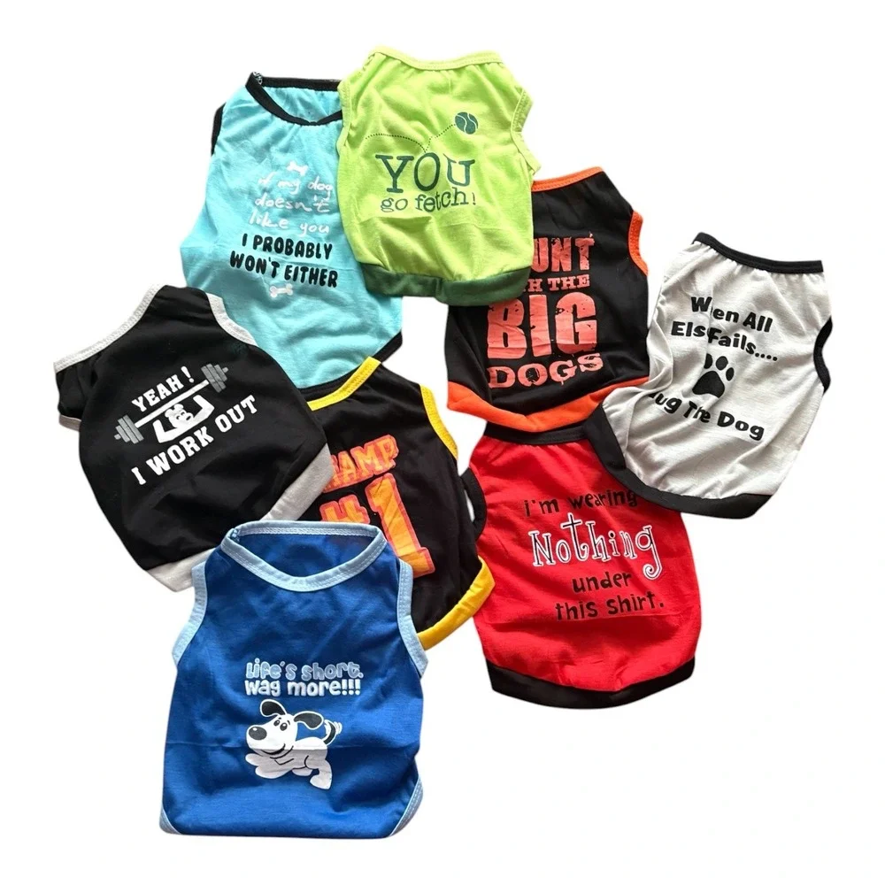 Lot of 8 Funny Graphic Dog Tank Tops Small Puppy Shirts Assorted Colors Bundle
